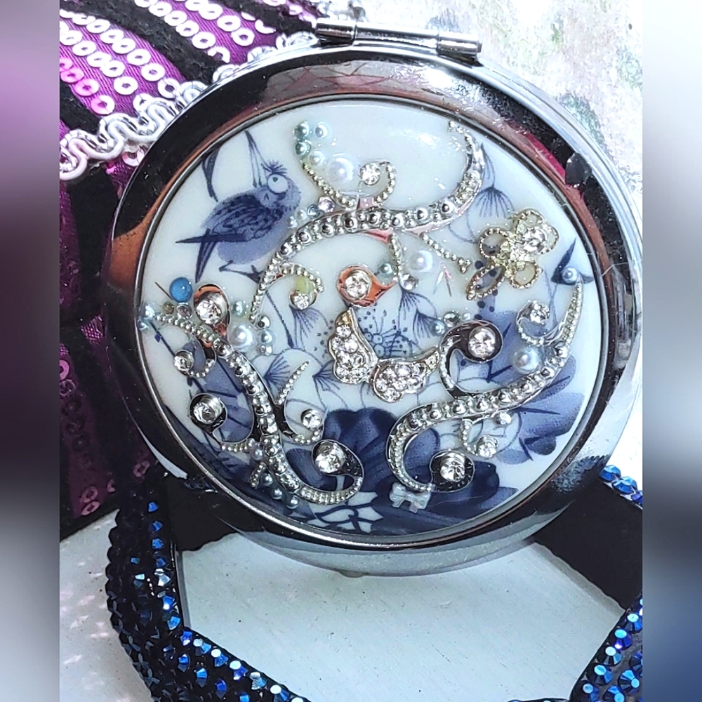 18th Century Style Vintage Compact Mirror Embellished